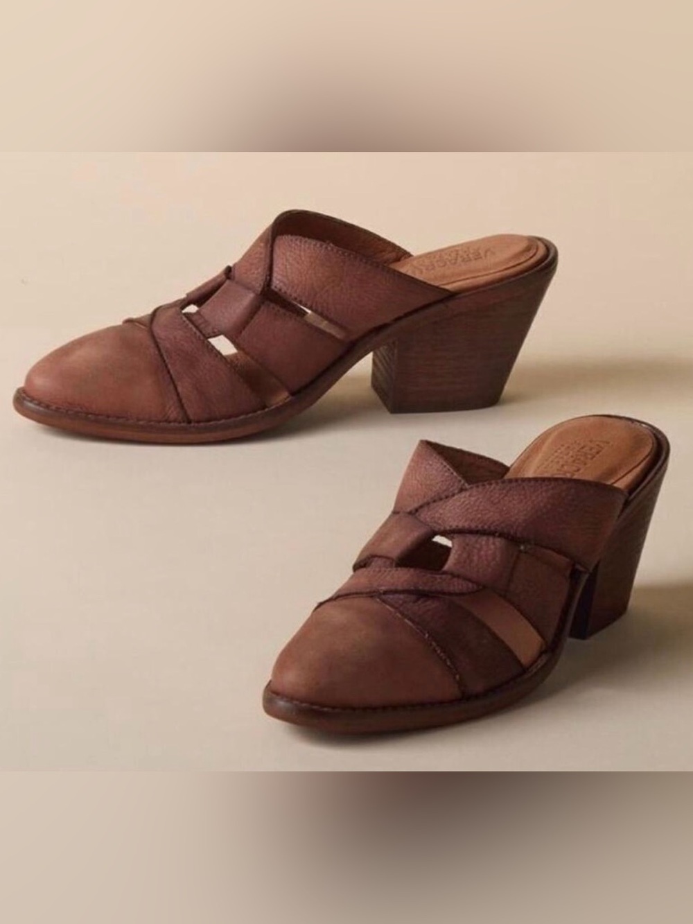 Sundance Veracruz Rinjani Leather Mules Heeled Clogs Brown EU 38 US 7.5-8 Boho